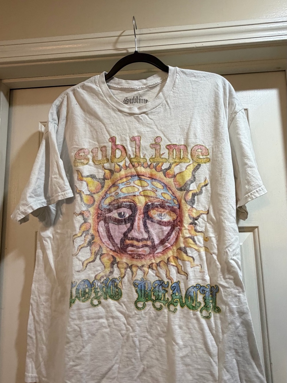 White Short Sleeve Graphic Tee - Sun Logo